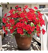 Besteek Artificial Fake Flowers Plant for Outdoors Red