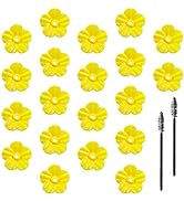 Andiker 20Pcs Hummingbird Feeder Replacement Flowers with Cleaning Brush, Yellow Feeder Parts Rep...