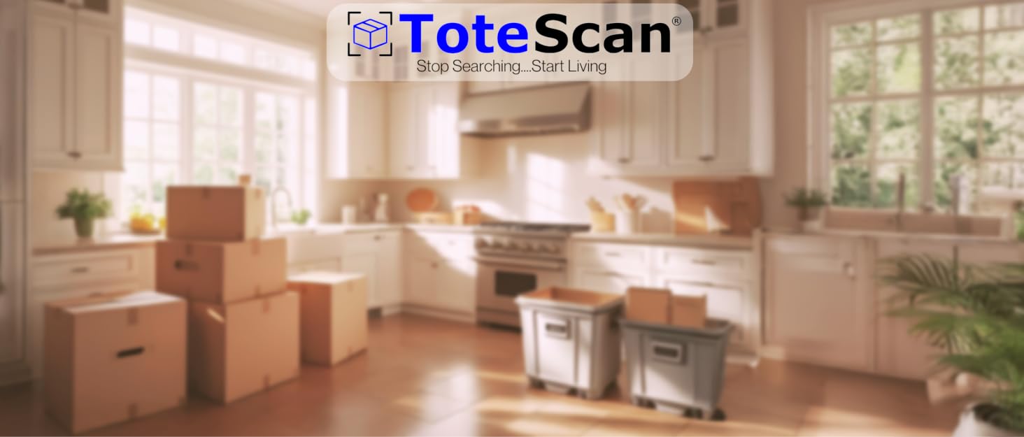 ToteScan QR labels smart QR inventory system box organization storage moving organizing tote
