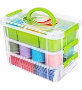 Eppingwin 3 Layers Craft Storage Box, Storage Bins with Lids, Plastic Storage Container Box with ...