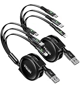 Coiled Multi Charging Cable 3A, 2Pack Retractable Lightning Cable, Multi Charger Cable 4Ft for Ca...