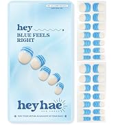 Heyhae Semi Cured Gel Nail Strips | No LED Lamp Needed | Blue, French | Easy Apply & Remove, Salo...