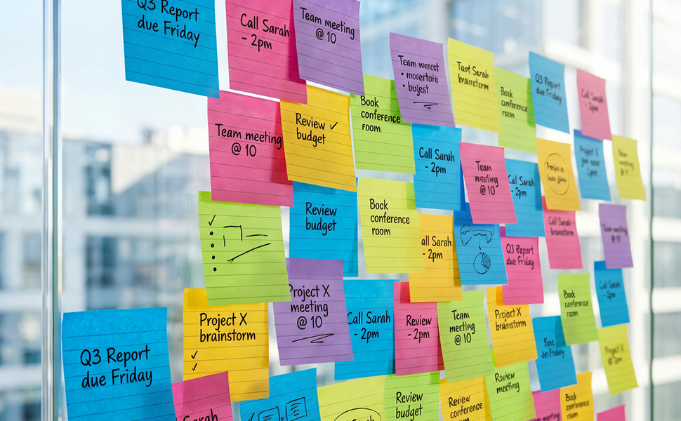 sticky notes with lines