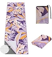 jooeer Yoga Towel Hot Yoga Mat Towel with Corner Pockets, 70 x 26 inch, Non-Slip Sweat-Absorbent ...