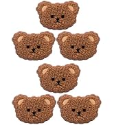 6Pcs Brown Plush Iron On Patches, Cute Bear Patches Cartoon Clothes Appliques Creative Animal Bad...