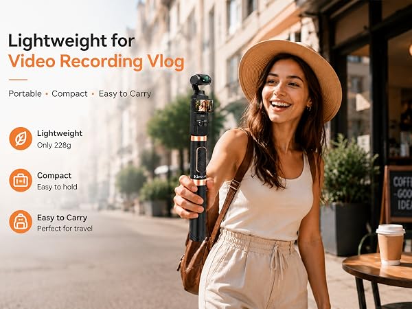 Lightweight selfie stick for video recording, portable and easy to carry for everyday use