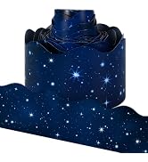 Whaline Galaxy Bulletin Board Borders Space Border Trim Blue Starry Night Sky Die-Cut Scalloped B...