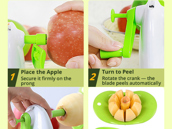 Adaptive spring-loaded arm, stainless steel blade&needle, suction cups, stainless steel slicer corer