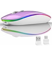 Uiosmuph LED Wireless Mouse, G12 Slim Rechargeable Wireless Silent Mouse, 2.4G Portable Optical C...