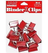 JAM PAPER Colorful Binder Clips - Medium - 1 1/4 Inch (32 mm) - Red Binderclips - 15/Pack