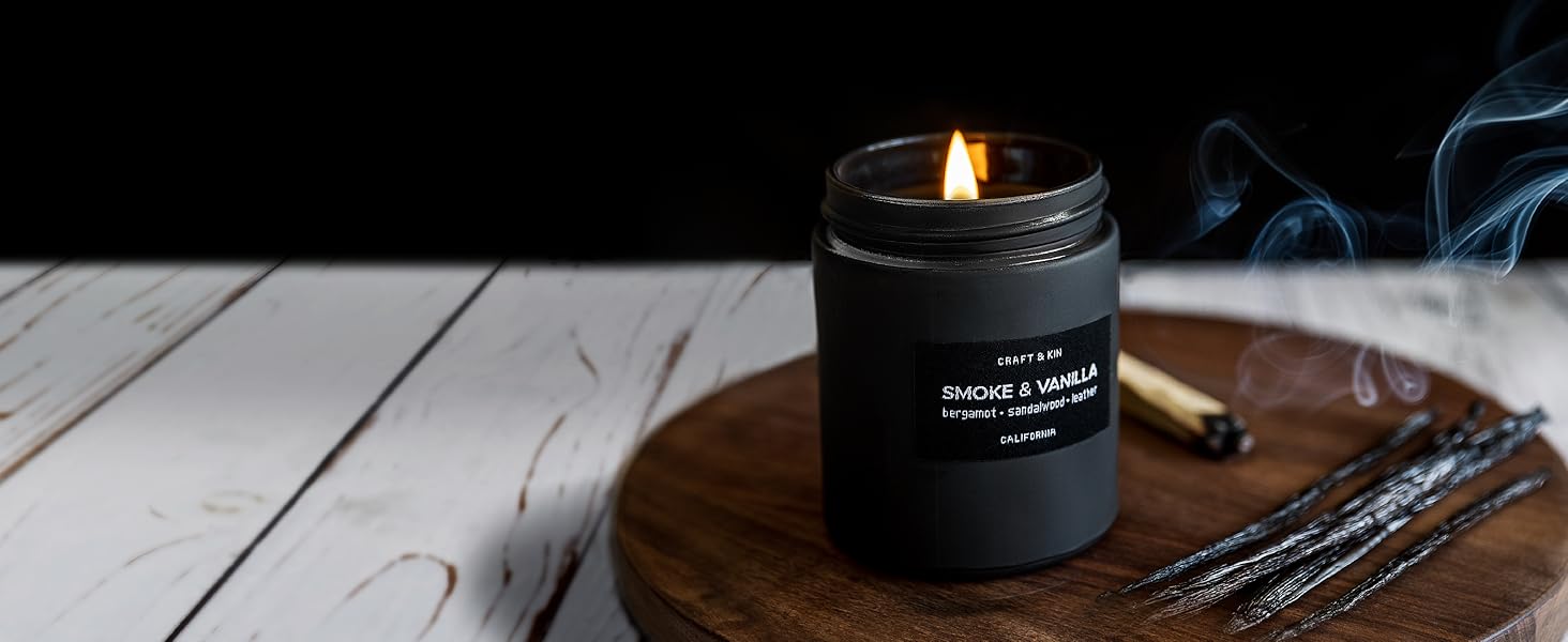 woodwick long-lasting aromatherpy vanilla Christmas scented soy candles for men winter holiday gift