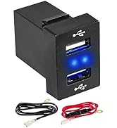 Anina Dual USB Car Charge Port for Toyota, Square Power Socket Adapter with Blue Light, Vehicle U...