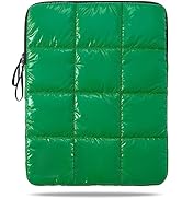 Linpr Puffy Laptop Sleeve 15-16 Inch Green, Waterproof Carrying Case Bag for Women, Fluffy Comput...