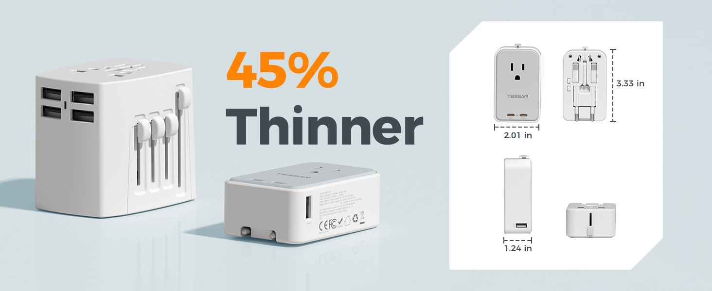 Portable Ultra-Thin, the size and weight of this UK adapters for travel
