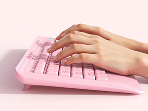 pink ergonomic Wireless Keyboard