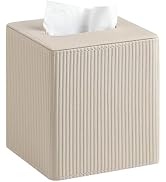 Cretkhp Tissue Box Cover Square with Magnetic Closure, PU Leather Tissue Box Holder for Bathroom ...
