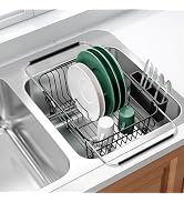 Apartment RV Small Dish Drainer Drying Rack Over The Sink In Stainless Steel for Narrow Kitchen, ...