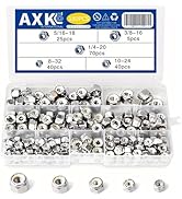 AXK 180PCS 1/4-20 5/16-18 3/8-16 8-32 10-24 Lock Nuts Nylon Insert Nut Assortment Kit, 304 Stainl...