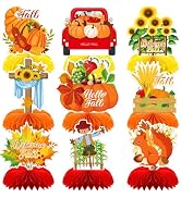 Haolongfa Fall Fall Table Decorations, 9 Pcs, Honeycomb Fall Party Decor | Fall Honeycomb Centerp...