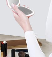 WOBSION Rechargeable Lighted Travel Makeup Mirror,1x/10x Compact Magnifying Mirror with Lights,Po...
