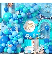 Paready Ocean Arch Kit, 120 Pcs Sea Garland With 18/12/10/5 Inch Teal Dark Light Blue Clear Ballo...
