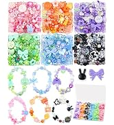 450PCS FIVEIZERO Assorted Acrylic Beads for Bracelet Making, Flower Star Heart Butterfly Candy Gu...