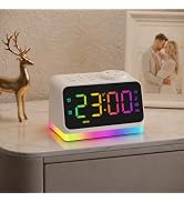 JALL Digital Alarm Clock with FM Radio for Bedroom, 8 Colors Night Light with 2 Charging Port, Sl...