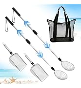 Effortless Shark Tooth Sifter Set - 2 Pcs 22"~33" Adjustable Sand Sifter with 2 Sand Scoops & 1 S...