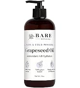 BARE BOTANICS 16oz Grapeseed Oil Cold Pressed Grapeseed Oil for Dry Damaged Hair & Dry Skin | Pla...