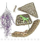 MUYG 4PCS Hammock for Reptile Tank, Natural Seagrass Bearded Dragon Lizard Lounger Jungle Climber...