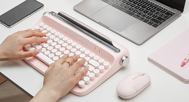 YUNZII ACTTO B303 Wireless Typewriter Keyboard, Retro Bluetooth Aesthetic Keyboard