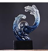 XYQXYQ Modern Abstract Decorative Wave Statue, Gold Abstract Art Home Decor,Crystal Ball Art Wave...