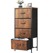 DUMOS Nightstand with 4 Drawers Bedside Table with Removable Fabric Bins Sturdy Steel Frame Wood ...