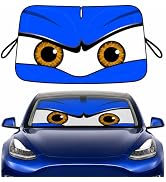 Tesla Model 3/Y Windshield Sun Shade, Monster Blue | Custom Fit for 2017-2026 Model Y and Model 3...