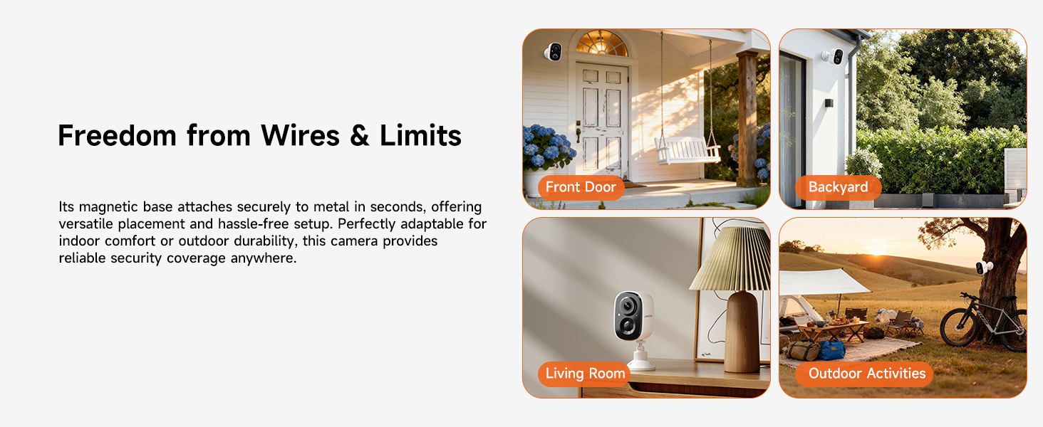 Outdoor/Indoor Battery Security Camera, Integrated Spotlight & Siren, Motion Detection