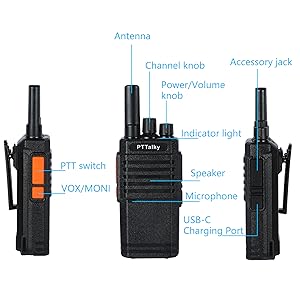 Walkie Talkies Long Range, Portable FRS Two Way Radio Rechargeable Handheld Walkie Talkie for Adults