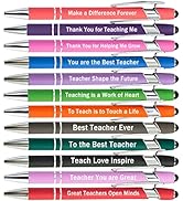 PASISIBICK 12 Pieces Greeting Teacher Ballpoint Pens with Stylus Tip, Thanks Teacher Touch Pens w...