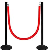 2 Pack Stanchions Post with Velvet Rope, Crowd Control Stanchions, Queue Pole for for Movie Theat...