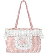 Sunwel Fashion Coquette Gingham Quilted Bag Cute Tote Bag with Zipper for Women