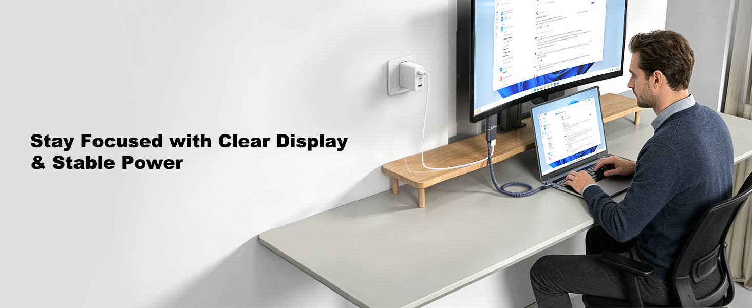USB C to HDMI Cable Adapter with 240W PD Fast Charging Port,8K@60HZ,4K@120Hz,Thunderbolt 5/4/3