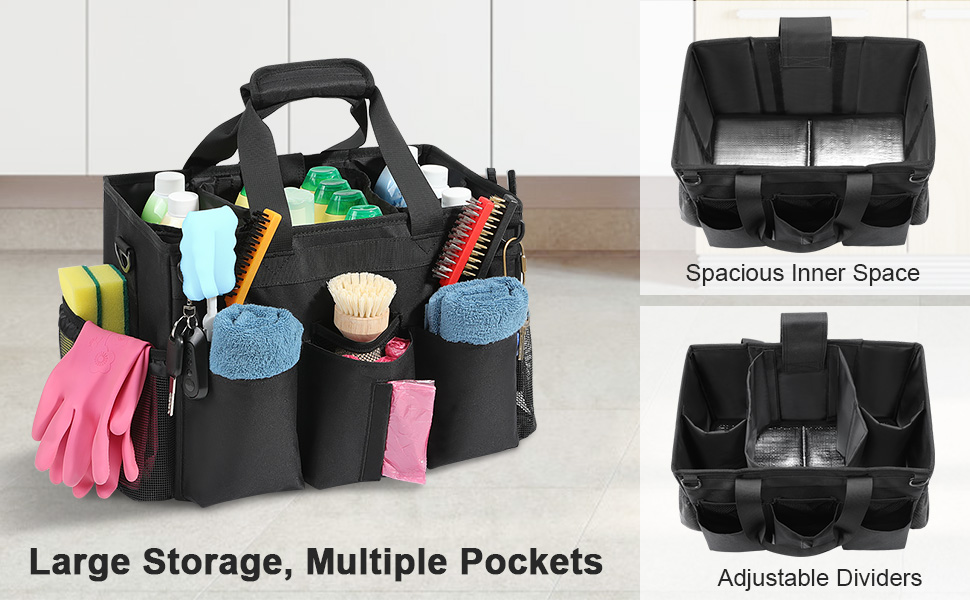 rolling cleaning caddy bag with detachable trolley