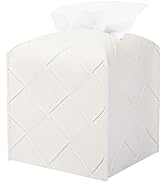 Tissue Box Cover PU Leather Square Tissue Holder Facial Peper Organizer Dispenser for Bathroom, B...