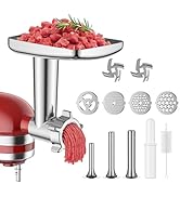 Meat Grinder Attachment for KitchenAid Stand Mixer, Metal Food Grinder for Kitchen Aid Includes 4...