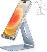 OMOTON Adjustable Cell Phone Stand, Aluminum Desktop Cellphone Stand with Anti-Slip Base and Conv...