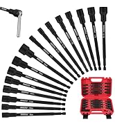 Nut Driver Impact Bit Set - 31-Piece Magnetic Socket Impact Drill Bit Tool Sets Extra Long Hex Nu...