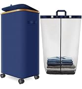 Laundry Hamper with Wheels,29 Gal (110L) Laundry Basket with lid Rolling Clothes Hamper Foldable ...