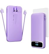 12000mAh Lightweight-Portable-Charger-Power-Bank with Built-in Cables and AC Wall Plug, PD20W USB...