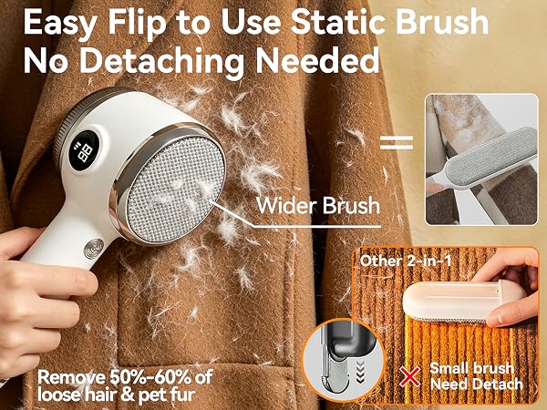 Easy Flip to Use Static Brush, No Detaching Needed