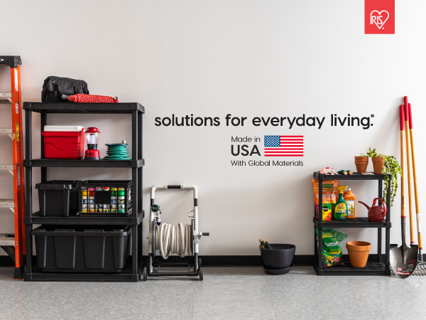 IRIS USA plastic shelf shelves storage organizations totes bins with lids boxes garage latches stack