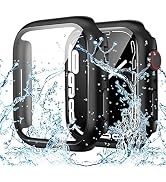 Goton Waterproof Case Compatible with Apple Watch 44mm SE (2nd Gen) Series 6 5 4 with Tempered Gl...